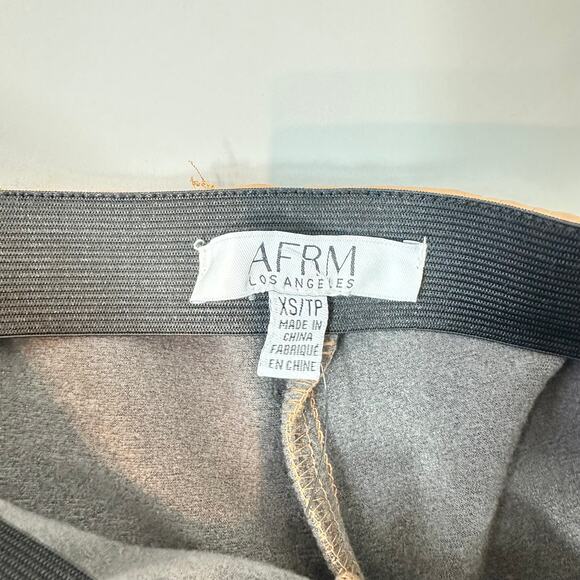 AFRM Adela High Waist Front Slit Faux Leather Pants in Tan Caramel - Picture 5 of 6